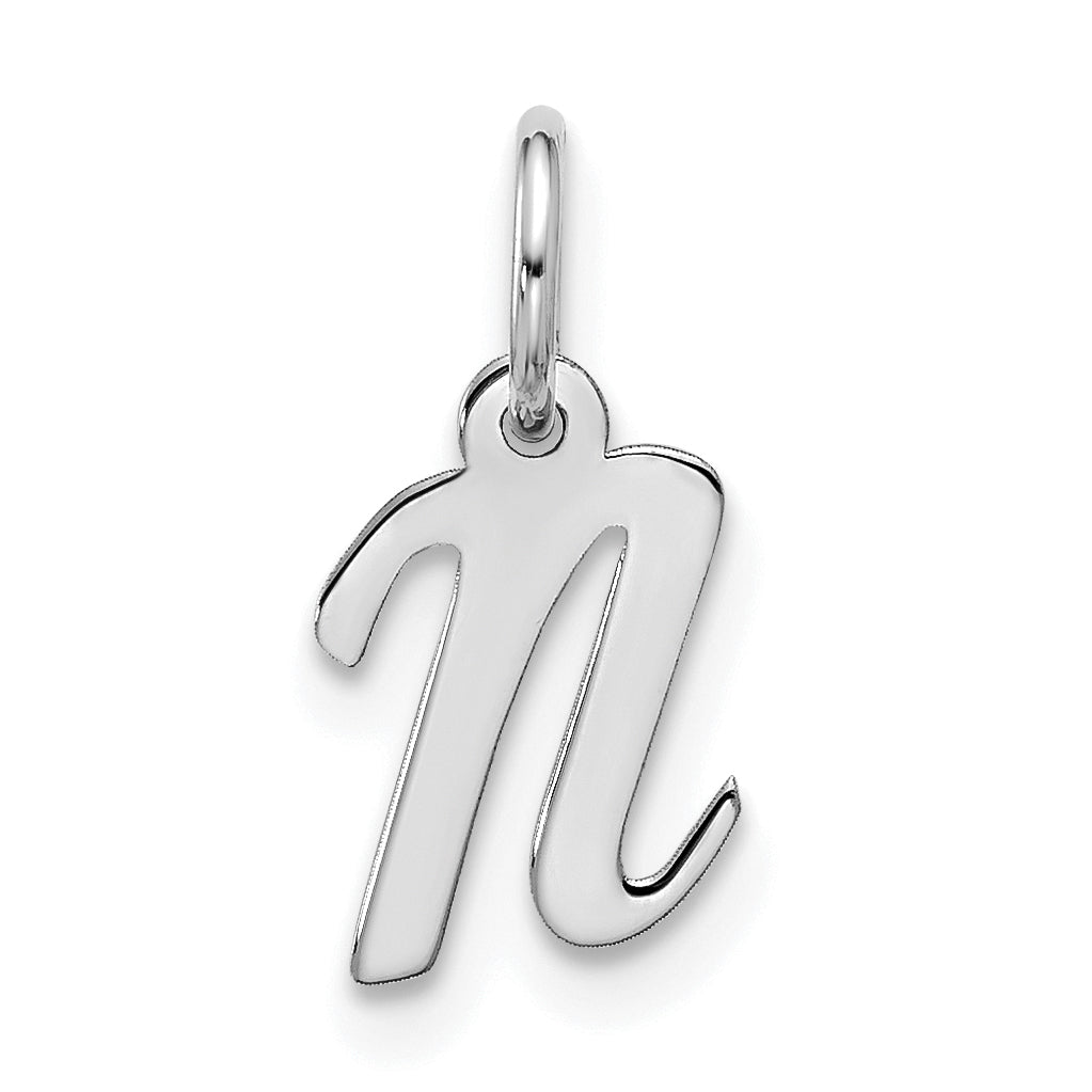 10K White Gold 10Kw Small Script Initial N Charm