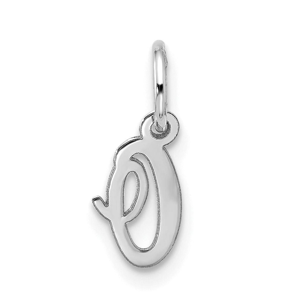 10K White Gold 10Kw Small Script Initial O Charm
