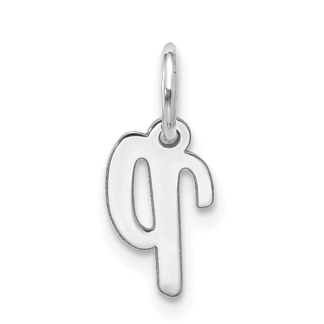 10K White Gold 10Kw Small Script Initial P Charm