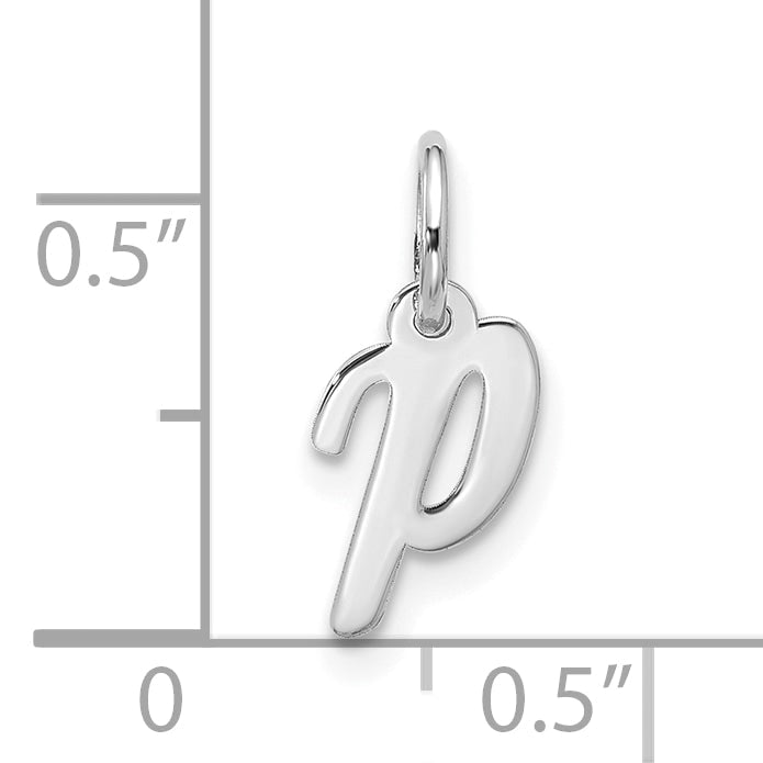 10K White Gold 10Kw Small Script Initial P Charm