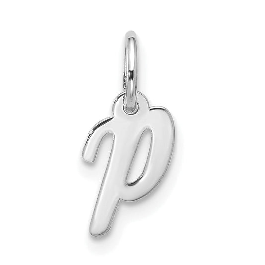 10K White Gold 10Kw Small Script Initial P Charm