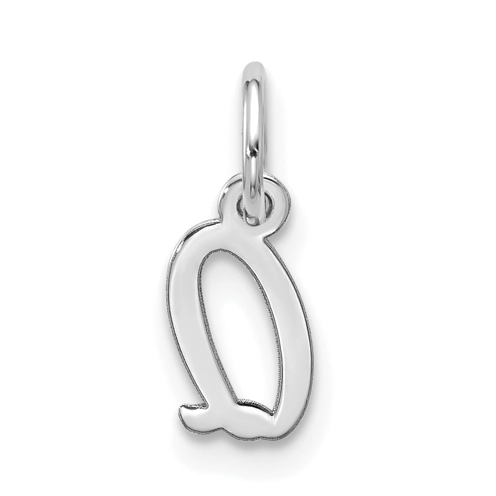 10K White Gold 10Kw Small Script Initial Q Charm