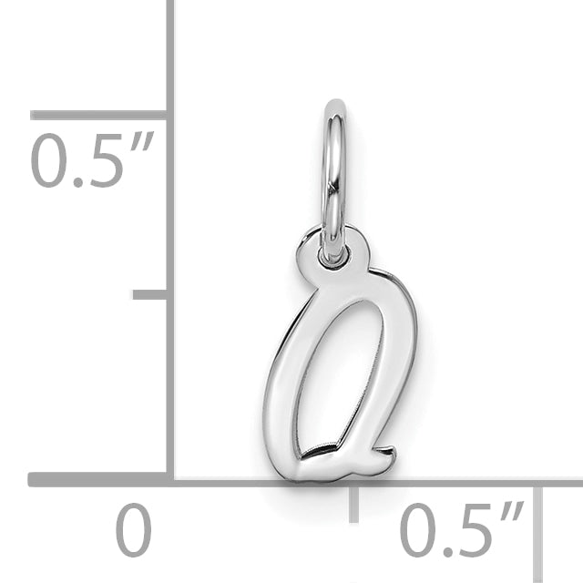 10K White Gold 10Kw Small Script Initial Q Charm