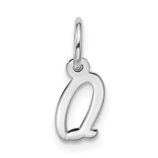10K White Gold 10Kw Small Script Initial Q Charm