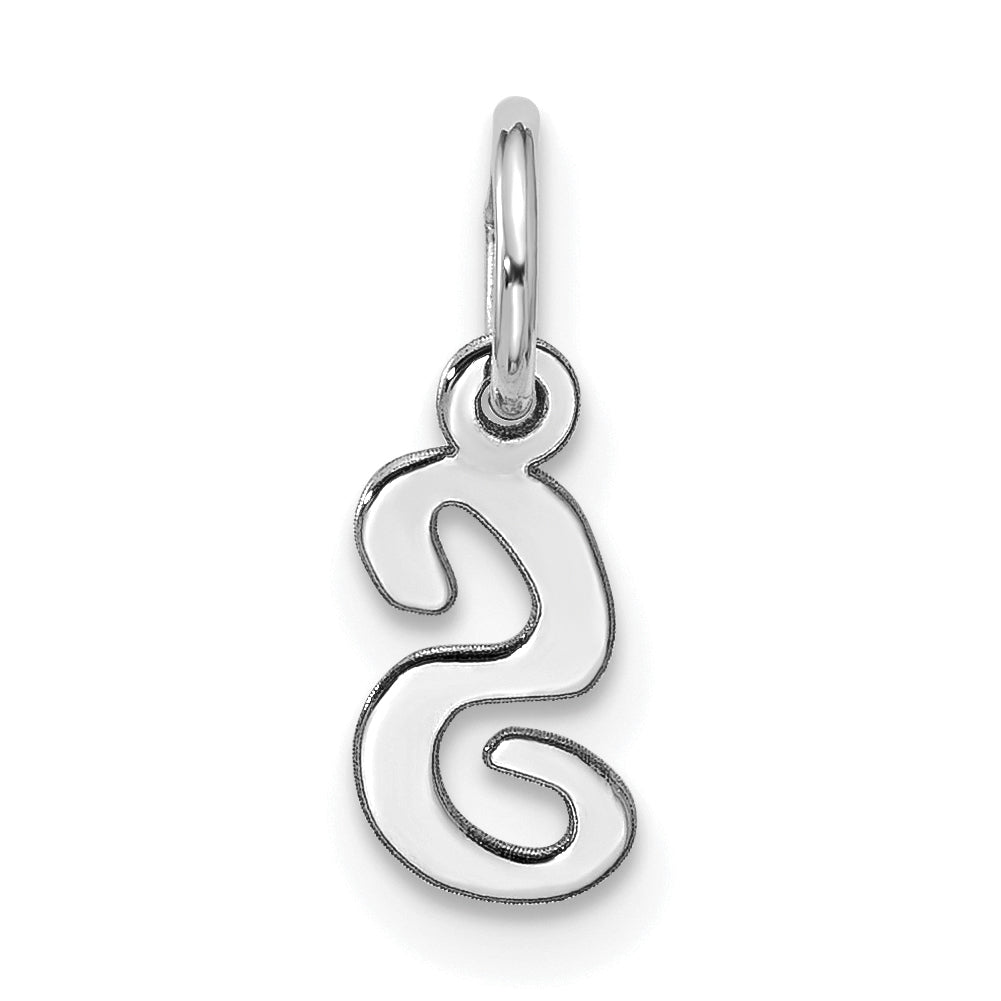 10K White Gold 10Kw Small Script Initial S Charm