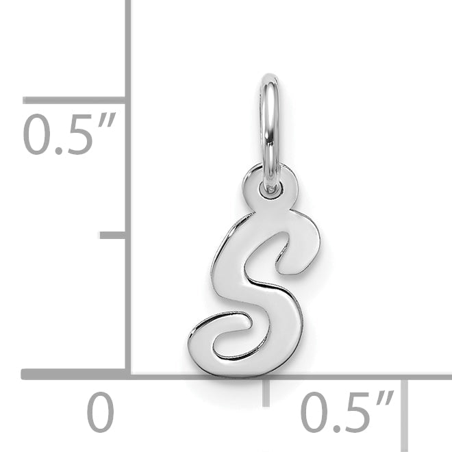 10K White Gold 10Kw Small Script Initial S Charm