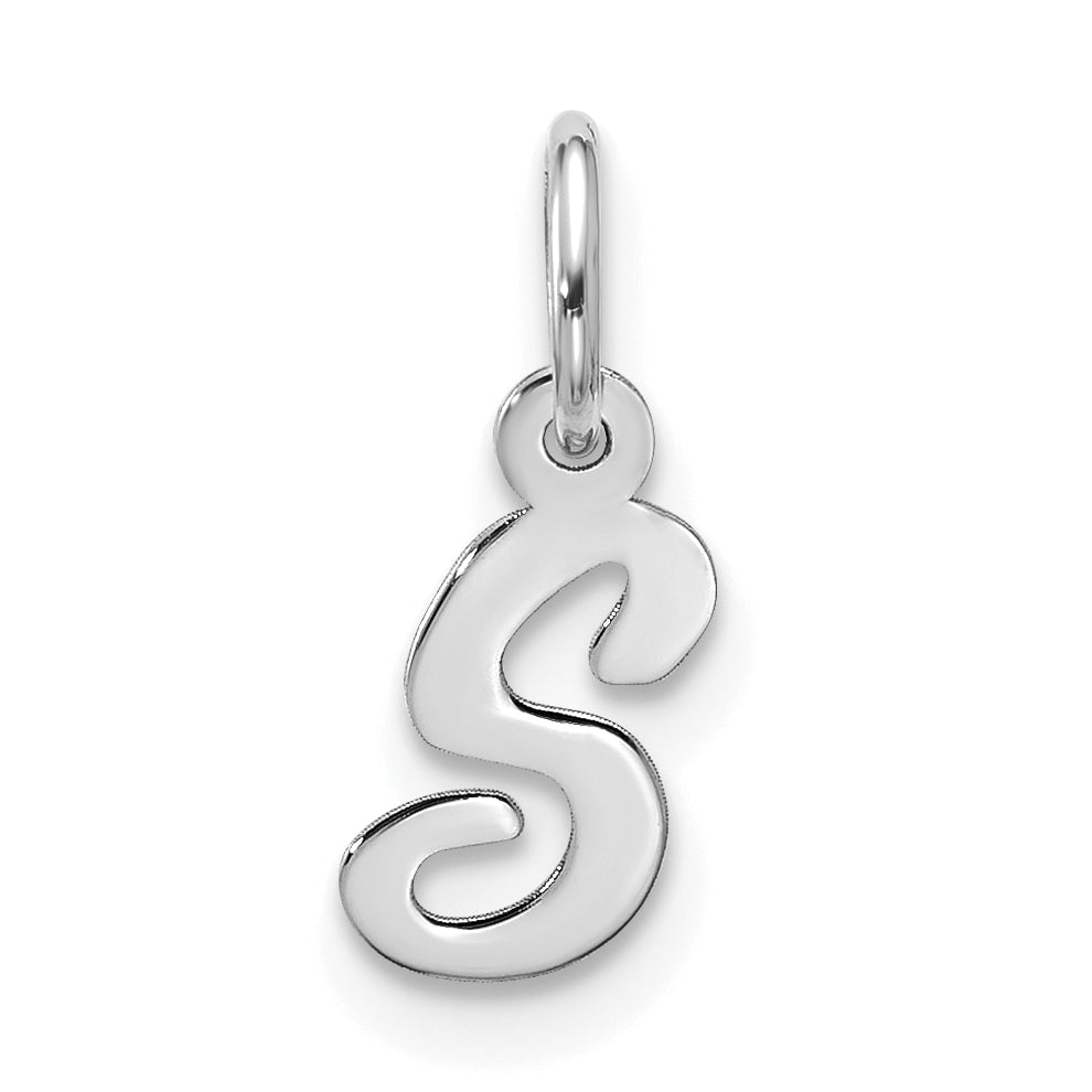 10K White Gold 10Kw Small Script Initial S Charm