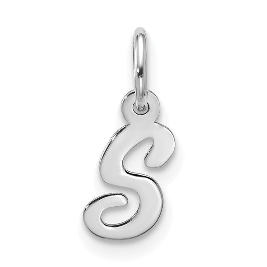 10K White Gold 10Kw Small Script Initial S Charm