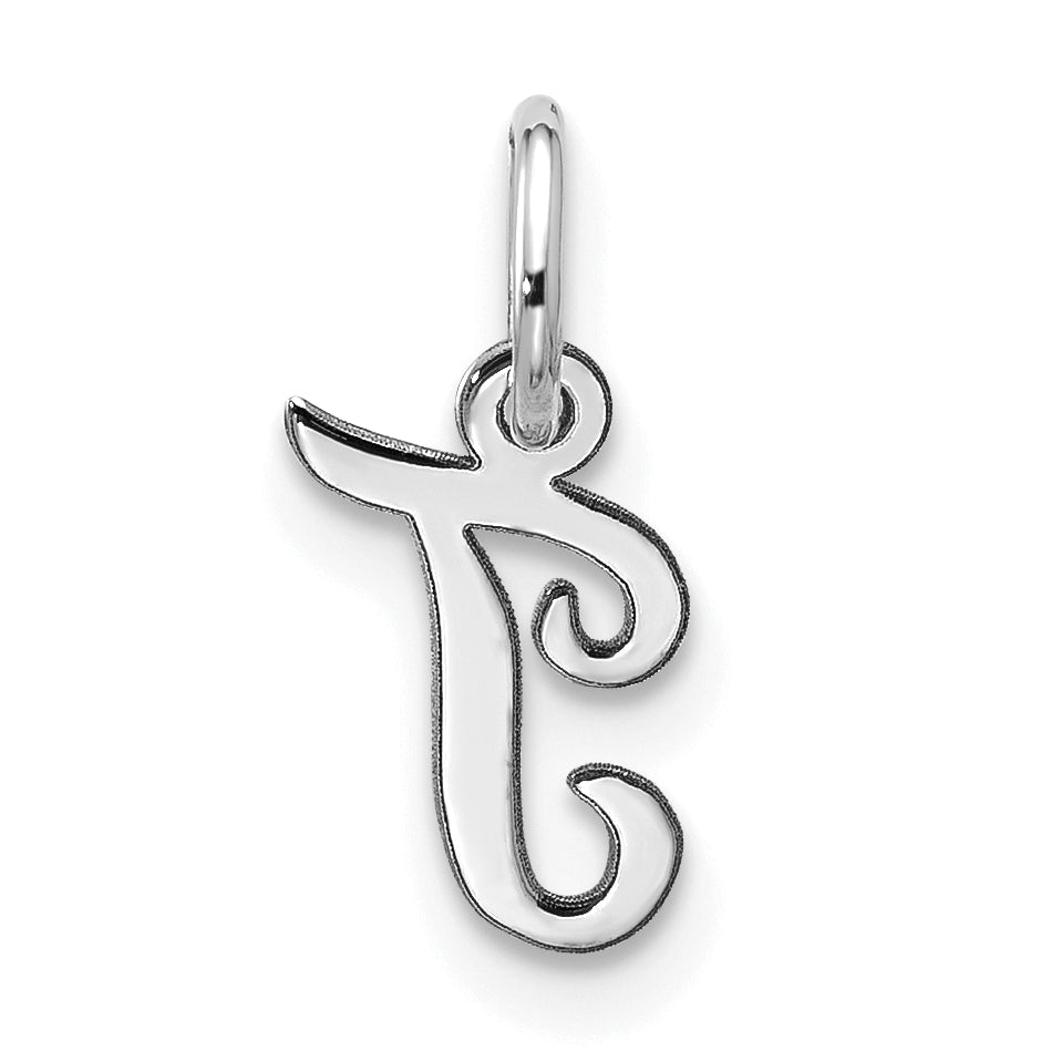 10K White Gold 10Kw Small Script Initial T Charm
