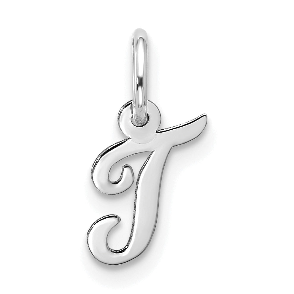 10K White Gold 10Kw Small Script Initial T Charm