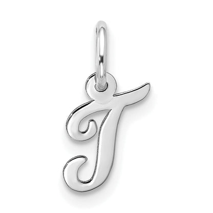 10K White Gold 10Kw Small Script Initial T Charm