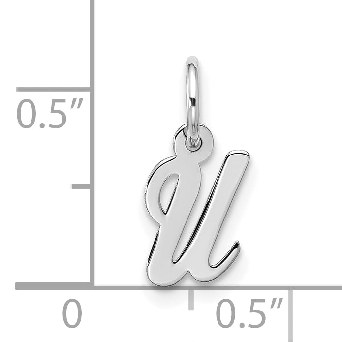 10K White Gold 10Kw Small Script Initial U Charm
