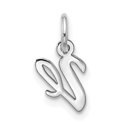 10K White Gold 10Kw Small Script Initial V Charm