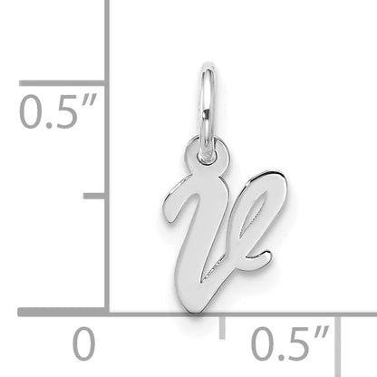 10K White Gold 10Kw Small Script Initial V Charm