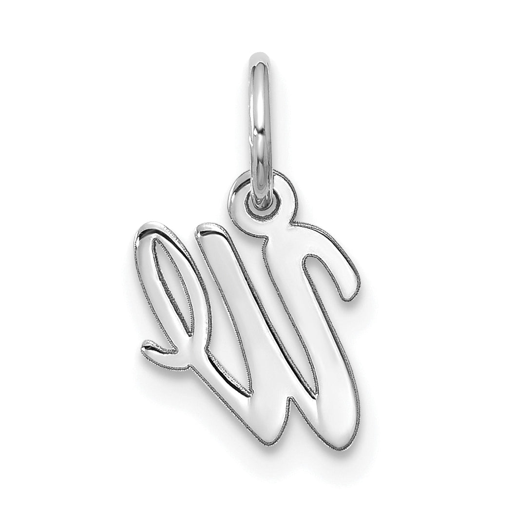 10K White Gold 10Kw Small Script Initial W Charm