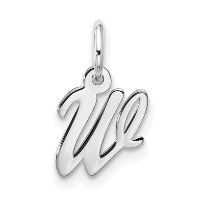 10K White Gold 10Kw Small Script Initial W Charm
