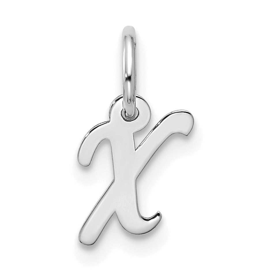 10K White Gold 10Kw Small Script Initial X Charm