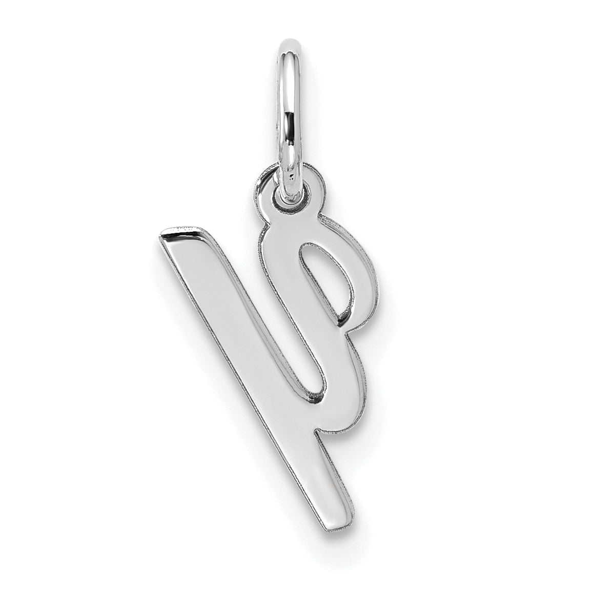 10K White Gold 10Kw Small Script Initial Y Charm