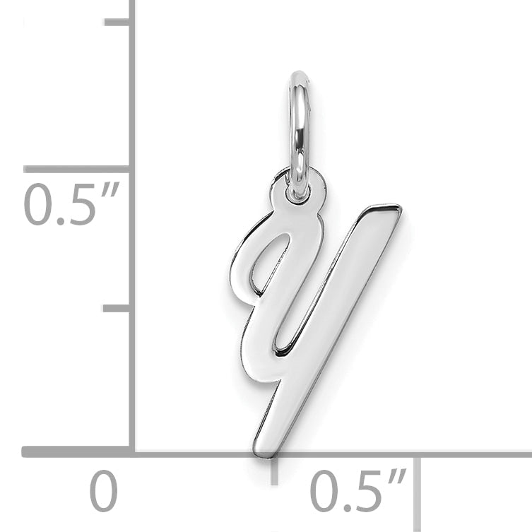 10K White Gold 10Kw Small Script Initial Y Charm