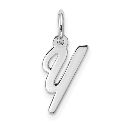 10K White Gold 10Kw Small Script Initial Y Charm