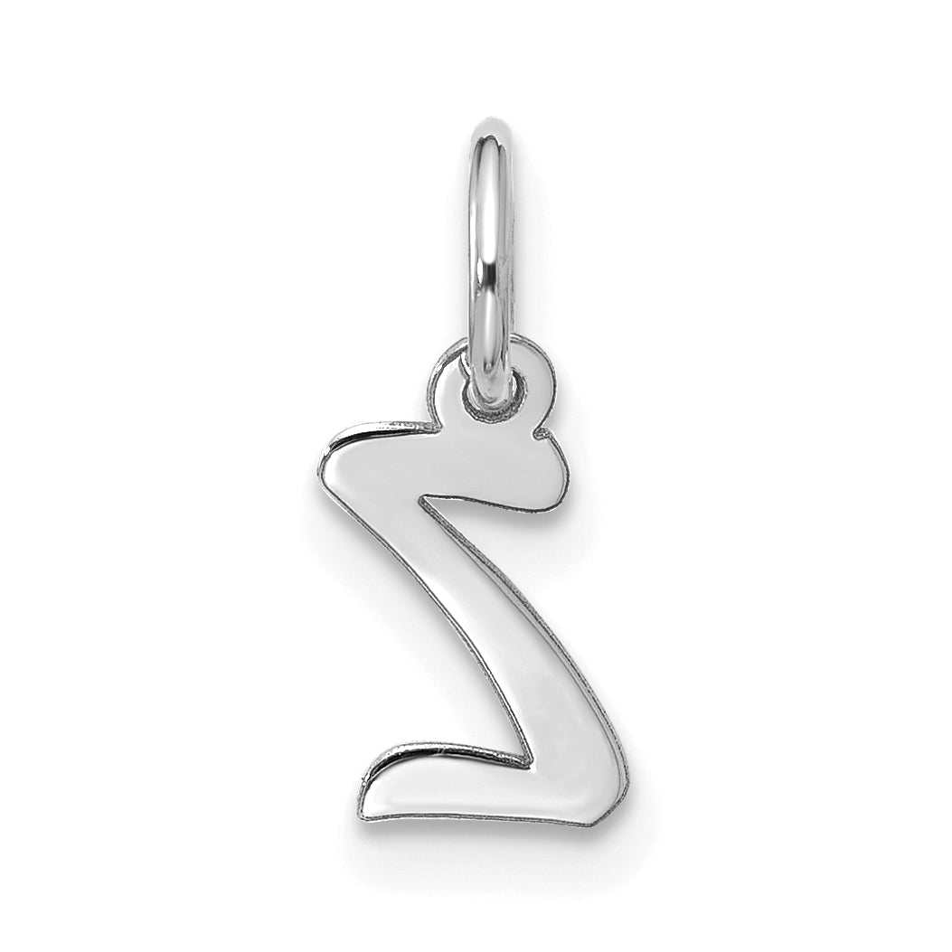 10K White Gold 10Kw Small Script Initial Z Charm