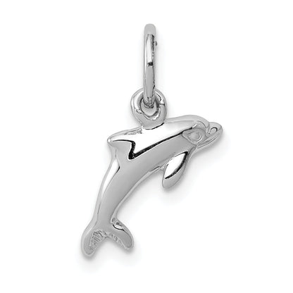 10K White Gold Dolphin Charm