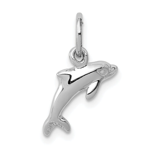 10K White Gold Dolphin Charm