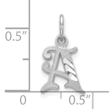 10K White Gold Diamond-Cut Initial A Charm