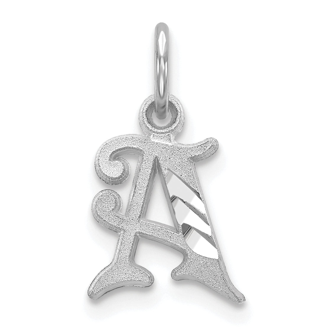 10K White Gold Diamond-Cut Initial A Charm