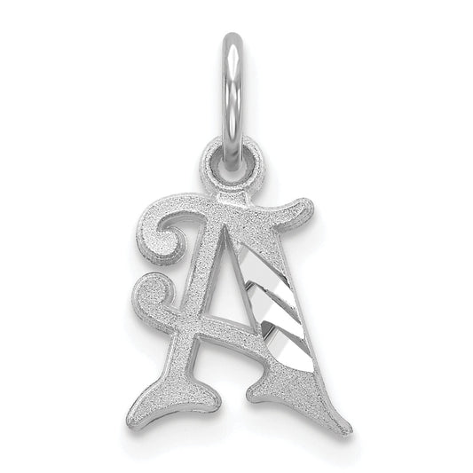 10K White Gold Diamond-Cut Initial A Charm