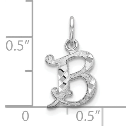 10K White Gold Diamond-Cut Initial B Charm