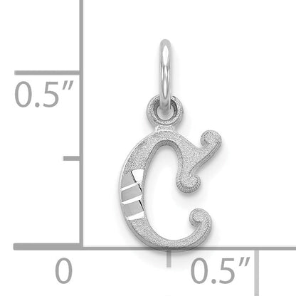 10K White Gold Diamond-Cut Initial C Charm