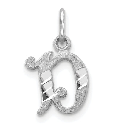 10K White Gold Diamond-Cut Initial D Charm