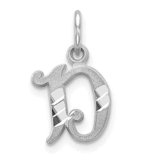 10K White Gold Diamond-Cut Initial D Charm