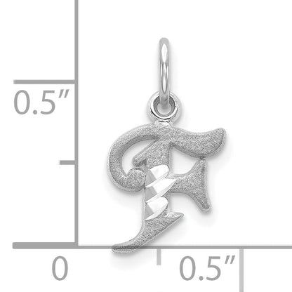 10K White Gold 10Kw Diamond-Cut Initial F Charm