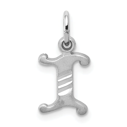 10K White Gold 10Kw Diamond-Cut Initial I Charm