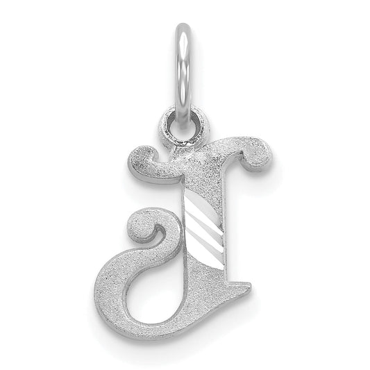 10K White Gold 10Kw Diamond-Cut Initial J Charm