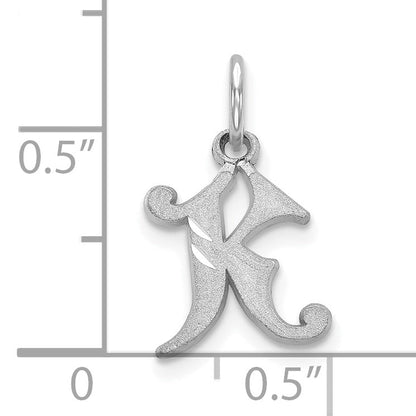 10K White Gold 10Kw Diamond-Cut Initial K Charm
