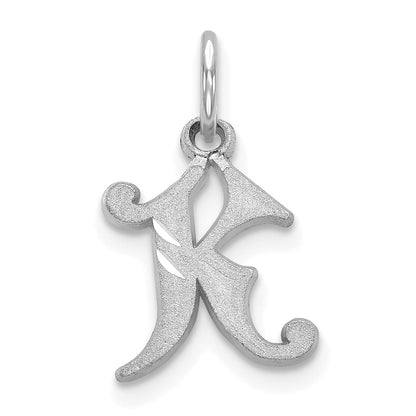 10K White Gold 10Kw Diamond-Cut Initial K Charm