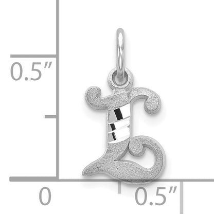 10K White Gold 10Kw Diamond-Cut Initial L Charm