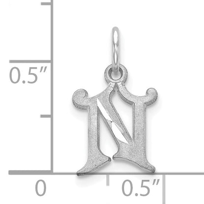 10K White Gold 10Kw Diamond-Cut Initial N Charm