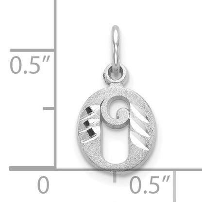 10K White Gold 10Kw Diamond-Cut Initial O Charm