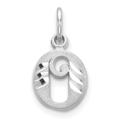 10K White Gold 10Kw Diamond-Cut Initial O Charm