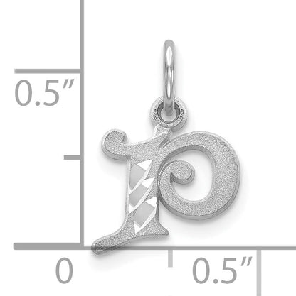 10K White Gold 10Kw Diamond-Cut Initial P Charm