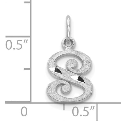10K White Gold 10Kw Diamond-Cut Initial S Charm