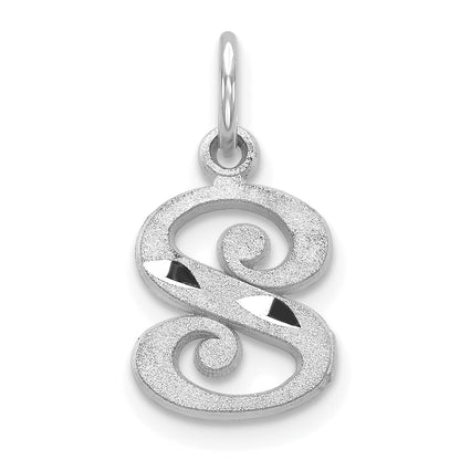 10K White Gold 10Kw Diamond-Cut Initial S Charm