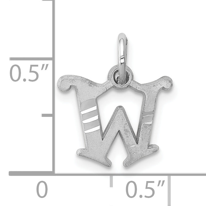 10K White Gold 10Kw Diamond-Cut Initial W Charm
