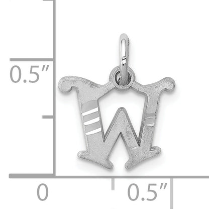 10K White Gold 10Kw Diamond-Cut Initial W Charm