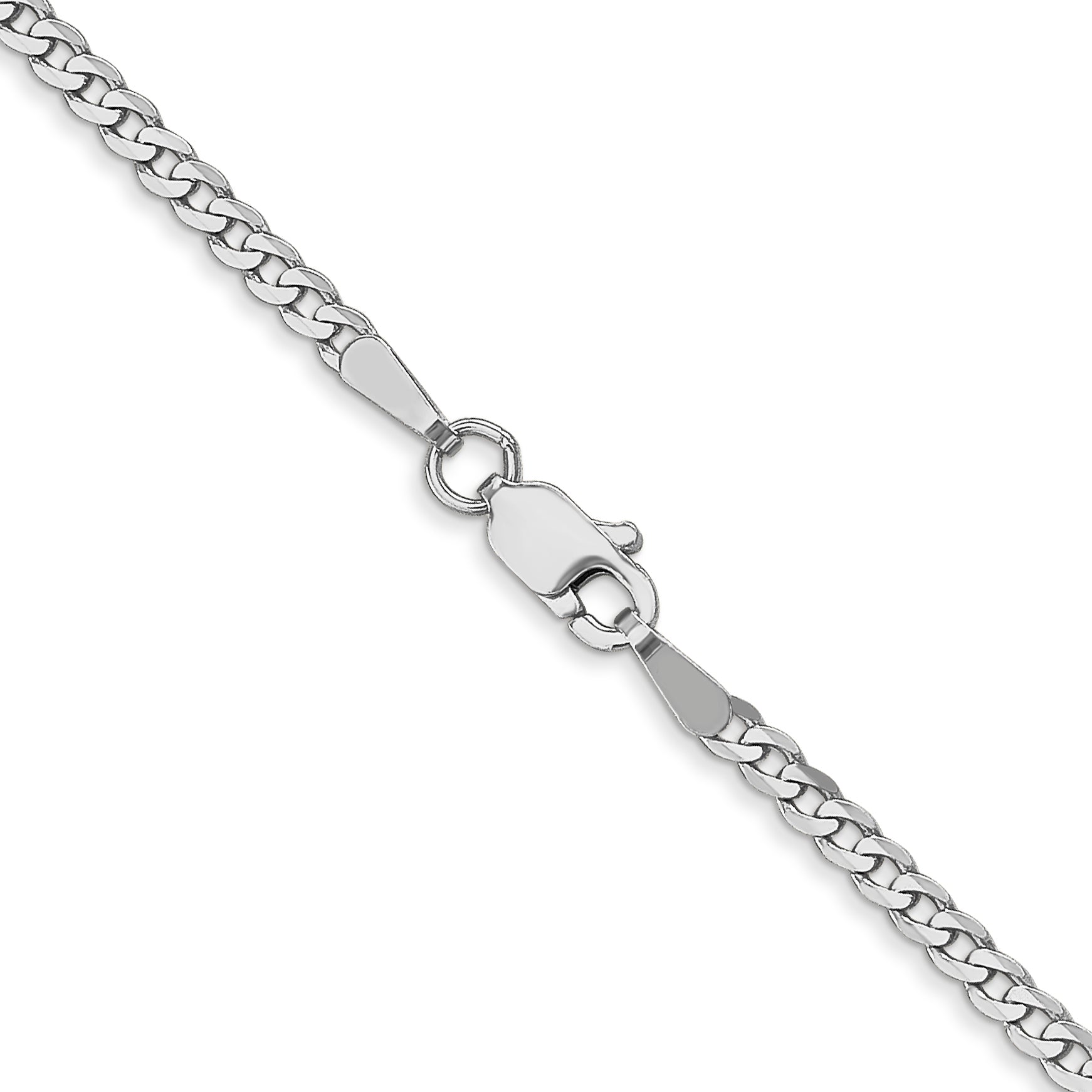 2 Inch 10K White Gold Wg 2.2mm Flat Beveled Curb Chain Necklace