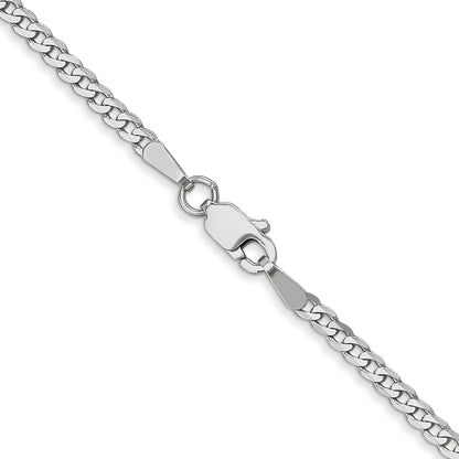 2 Inch 10K White Gold Wg 2.2mm Flat Beveled Curb Chain Necklace